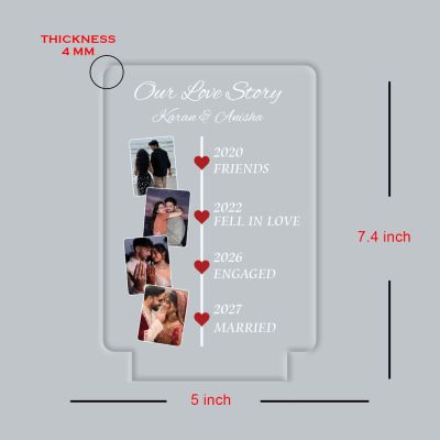 Personalized Our Love Story Couple Photo LED Lamp with Light & Wooden Stand Anniversary Gift for Husband Wife Gift for Birthday Valentines Day Memorable Gift Item